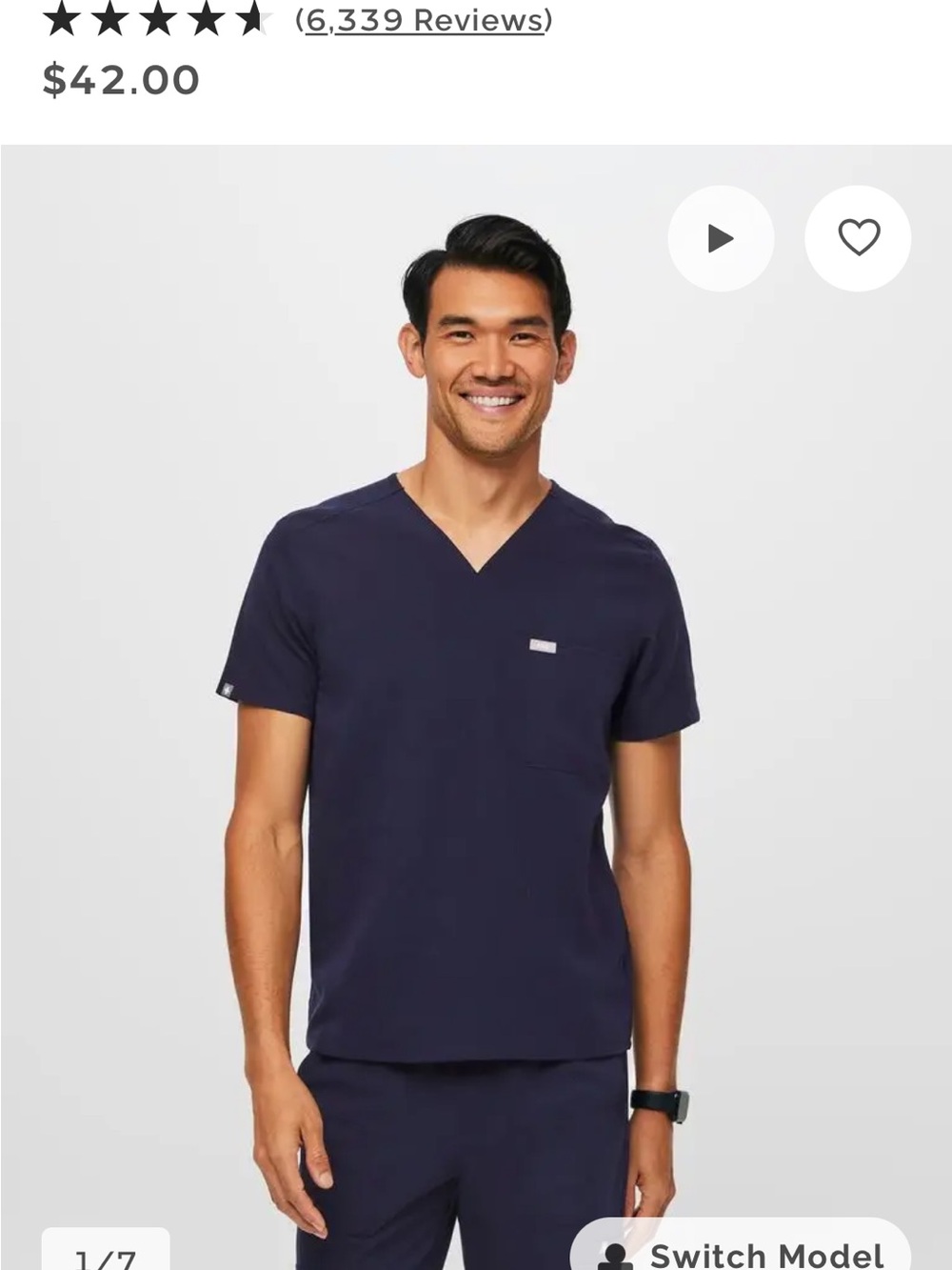 Men’s Figs Chisec Scrub Top.  NWT.  Navy